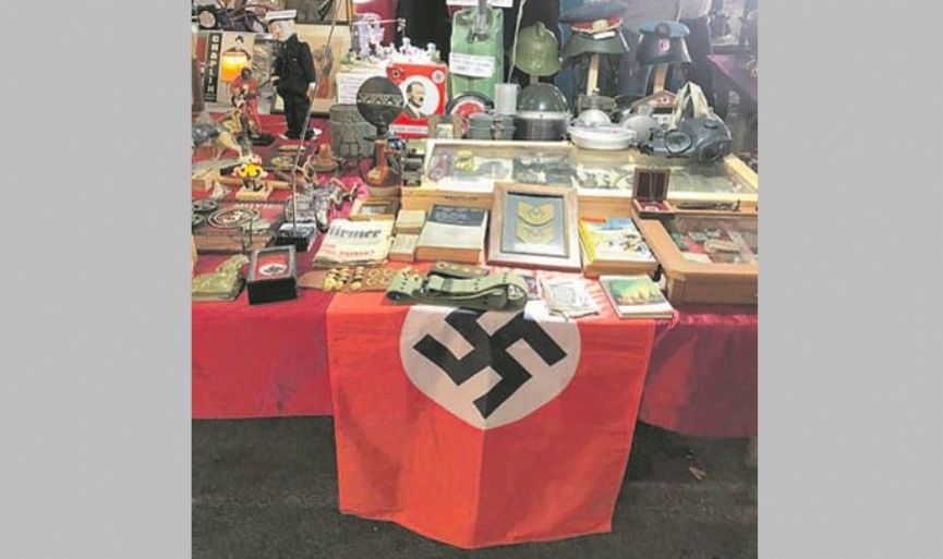 Nazi Flag and Photo of Hitler at a Flea Market