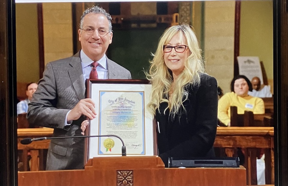 Councilmember Bob Blumenfield honoring Hilary Helstein